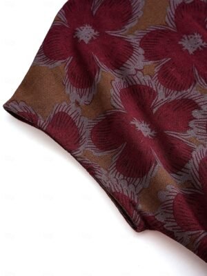 Casual Loose Floral Crew Neck Short Sleeve Maxi Dress - Image 5