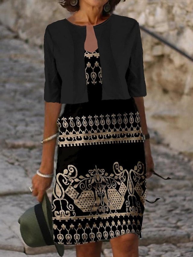 Casual Loose Floral Tribal Strap Sleeveless Midi Dress - Image 1