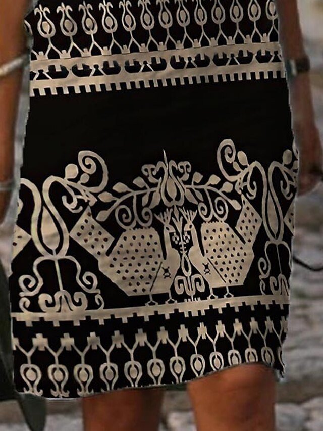 Casual Loose Floral Tribal Strap Sleeveless Midi Dress - Image 2