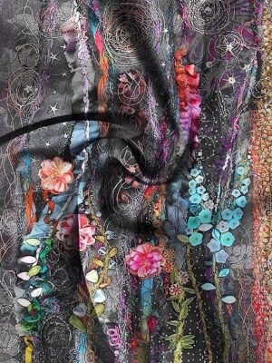 Casual Loose Floral V Neck Long Sleeve Button Down Blouse - Image 3