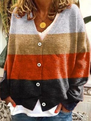 Casual Loose Floral V Neck Long Sleeve Regular Cardigan - Image 11