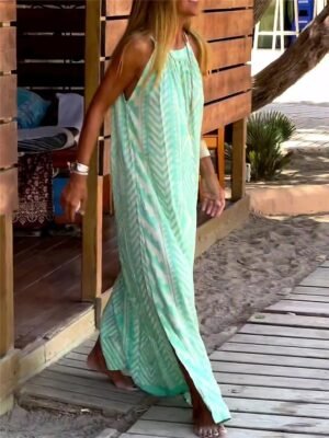 Casual Loose Geometric Strap Sleeveless Maxi Dress - Image 6