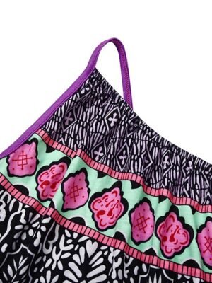 Casual Loose Geometric Tie Dye Boat Neck Sleeveless Mini Dress - Image 2
