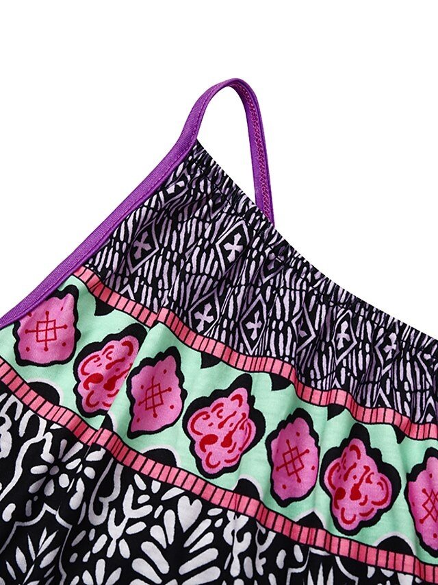 Casual Loose Geometric Tie Dye Boat Neck Sleeveless Mini Dress - Image 2