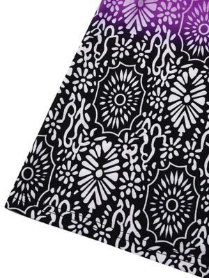 Casual Loose Geometric Tie Dye Boat Neck Sleeveless Mini Dress - Image 3