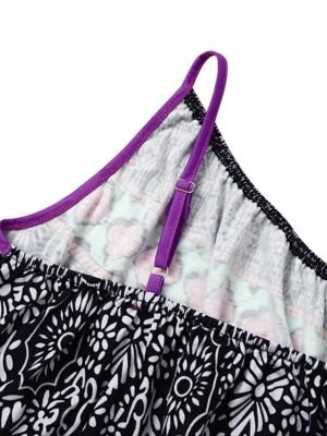 Casual Loose Geometric Tie Dye Boat Neck Sleeveless Mini Dress - Image 4