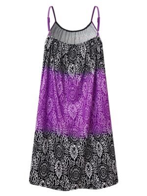 Casual Loose Geometric Tie Dye Boat Neck Sleeveless Mini Dress - Image 8