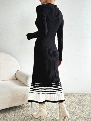 Casual Loose Gradient Mock Neck Long Sleeve Long Sweater - Image 2