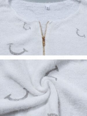 Casual Loose Graphic Crew Neck Long Sleeve Knitted Jumper - Image 2