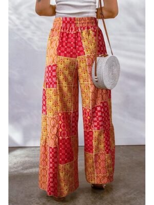 Casual Loose Graphic Drawstring Long Wide Leg Trousers - Image 9