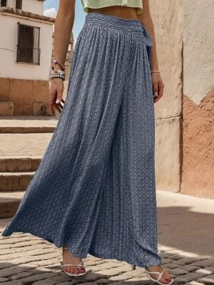Casual Loose Graphic High Waist Long Wide Leg Trousers - Image 4