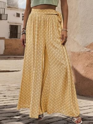 Casual Loose Graphic High Waist Long Wide Leg Trousers - Image 5