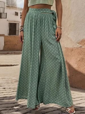 Casual Loose Graphic High Waist Long Wide Leg Trousers - Image 6