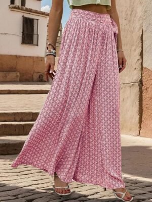 Casual Loose Graphic High Waist Long Wide Leg Trousers - Image 7