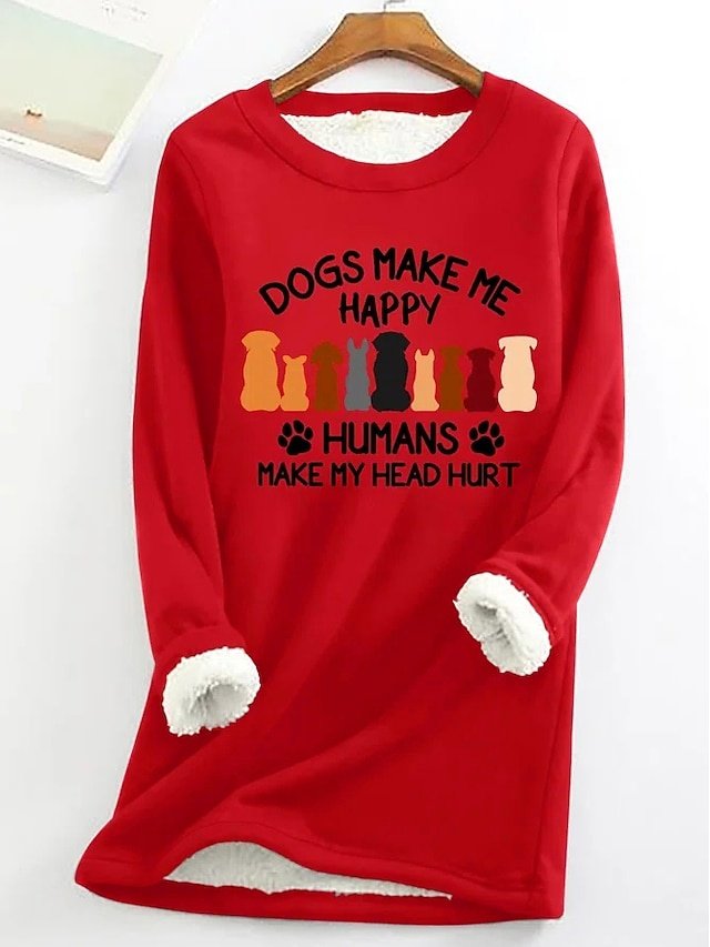 Casual Loose Graphic Letter Round Neck Long Sleeve Fuzzy Sweatshirt - Image 1