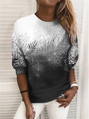 Casual Loose Graphic Round Neck Long Sleeve Micro-elastic Sweatshirt - Image 3