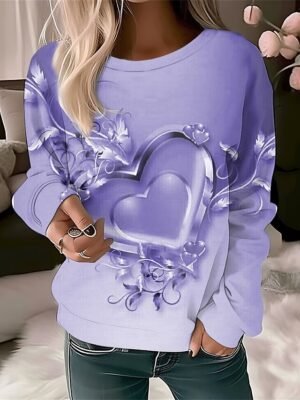 Casual Loose Graphic Round Neck Long Sleeve Sweatshirt - Image 3