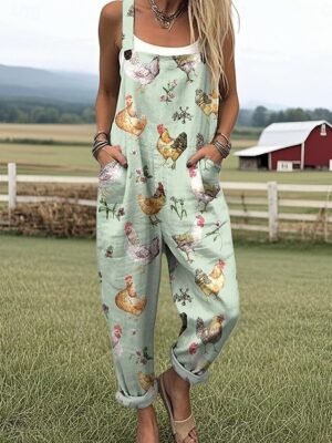 Casual Loose Graphic Sleeveless Harem Vacation Dungarees - Image 3