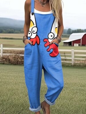 Casual Loose Graphic Sleeveless Harem Vacation Dungarees - Image 5
