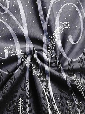 Casual Loose Leaf Print Round Neck Long Sleeve Asymmetrical Hem Long Top - Image 5