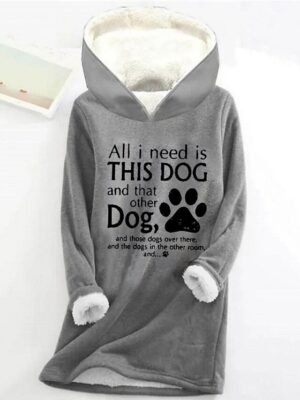 Casual Loose Letter Print Crew Neck Long Sleeve Hoodie - Image 1