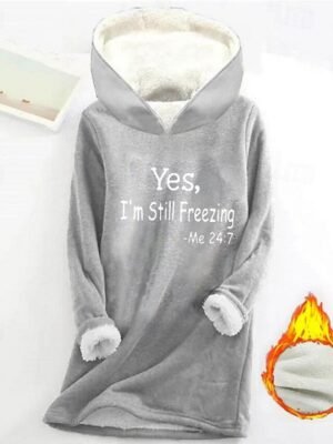 Casual Loose Letter Print Pullover Long Sleeve Hoodie - Image 4
