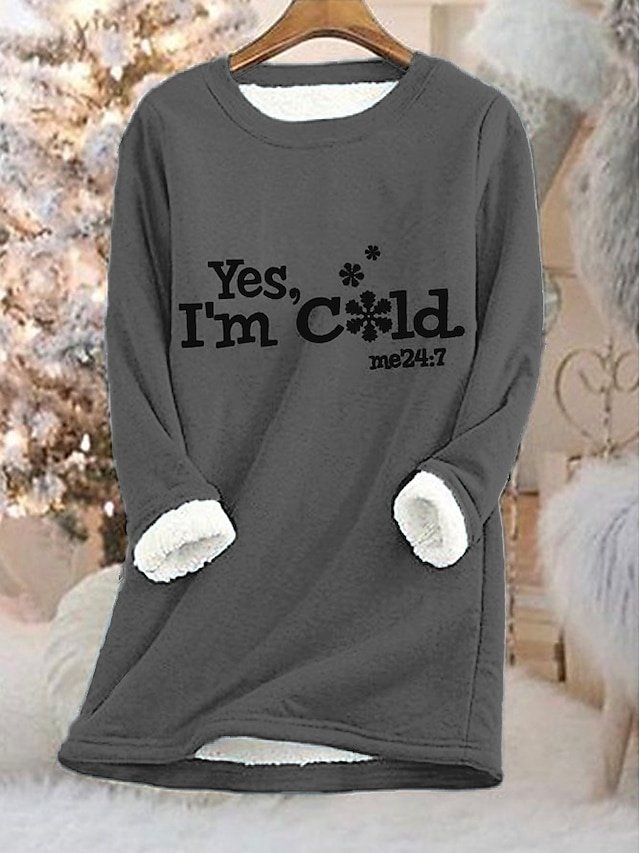 Casual Loose Letter Round Neck Long Sleeve Sweatshirt - Image 1