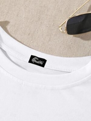Casual Loose Paris Print Round Neck Short Sleeve T-Shirt - Image 6