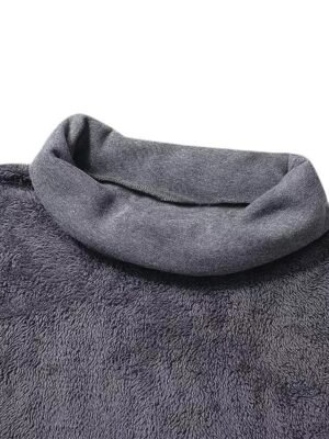 Casual Loose Patchwork Turtleneck Long Sleeve Maxi Dress - Image 5