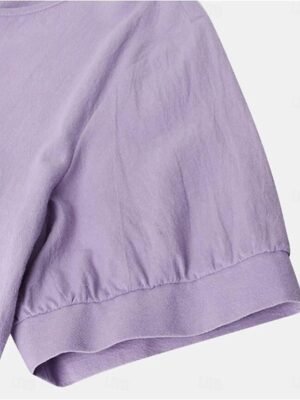 Casual Loose Plain Crew Neck Short Sleeve Midi Dress - Image 8