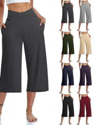 Casual Loose Plain Natural Calf-Length Capri Pants - Image 1