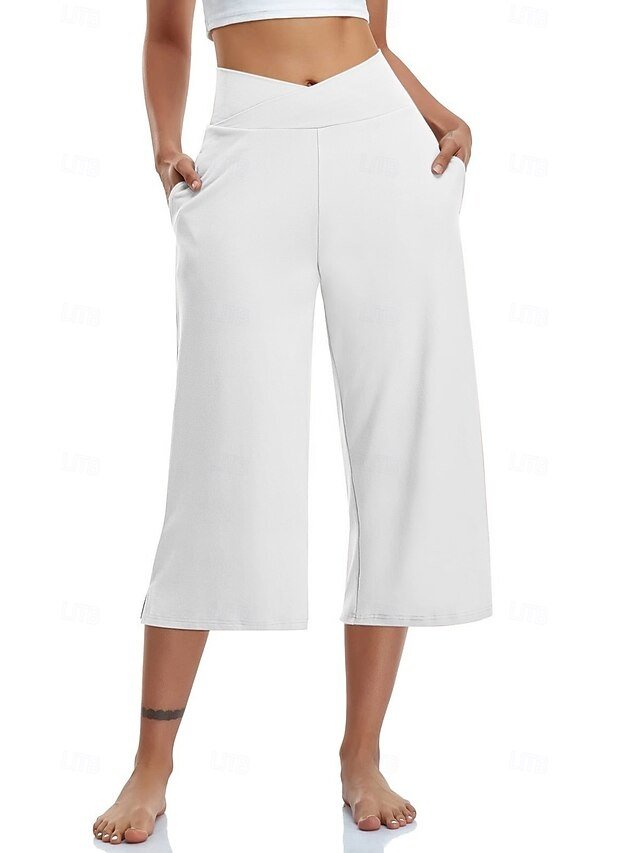 Casual Loose Plain Natural Calf-Length Capri Pants - Image 10