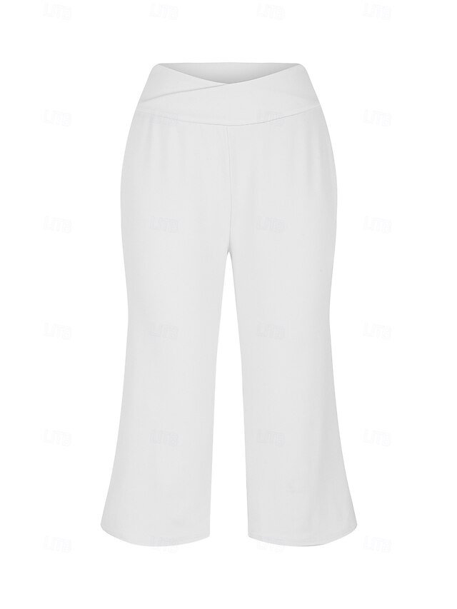Casual Loose Plain Natural Calf-Length Capri Pants - Image 12