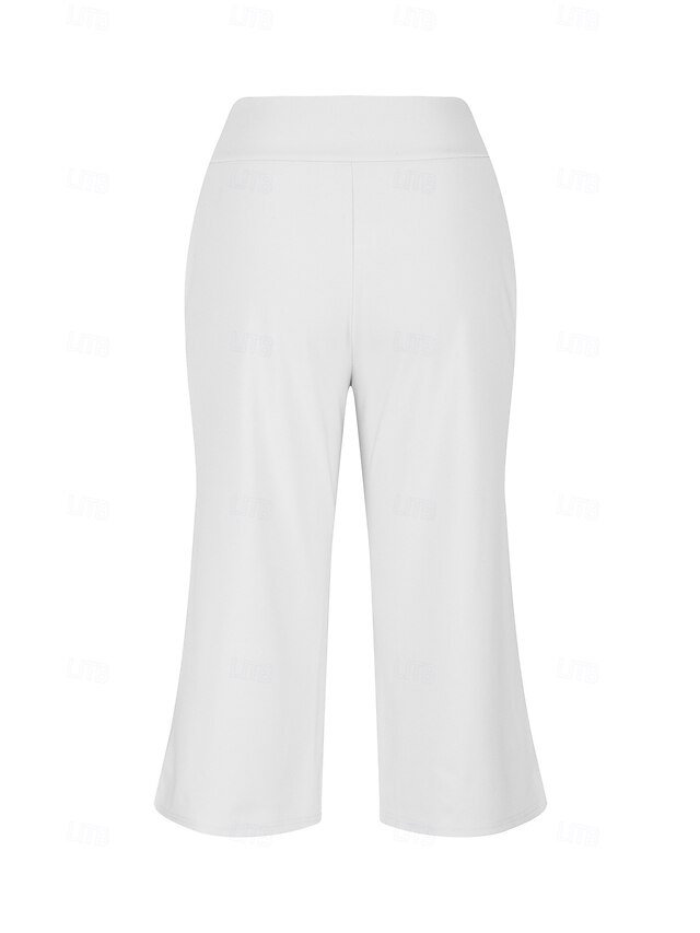 Casual Loose Plain Natural Calf-Length Capri Pants - Image 13