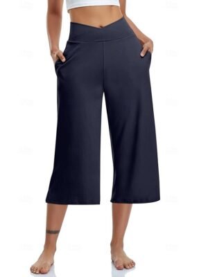 Casual Loose Plain Natural Calf-Length Capri Pants - Image 15