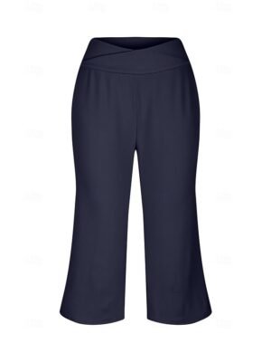 Casual Loose Plain Natural Calf-Length Capri Pants - Image 17