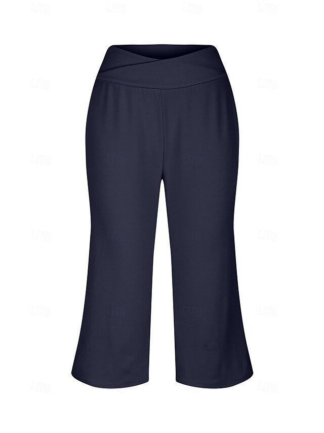 Casual Loose Plain Natural Calf-Length Capri Pants - Image 17