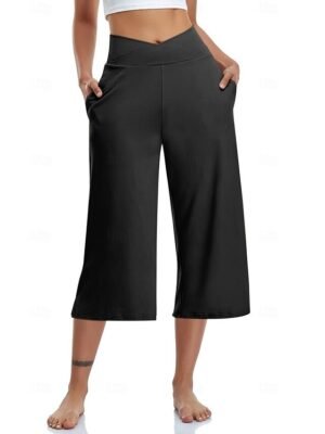 Casual Loose Plain Natural Calf-Length Capri Pants - Image 20