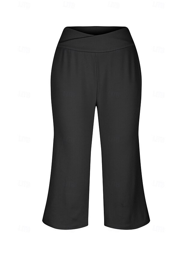Casual Loose Plain Natural Calf-Length Capri Pants - Image 22