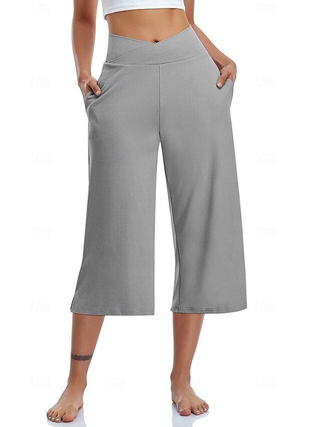 Casual Loose Plain Natural Calf-Length Capri Pants - Image 25