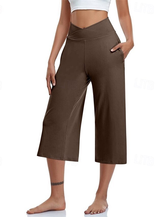 Casual Loose Plain Natural Calf-Length Capri Pants - Image 30