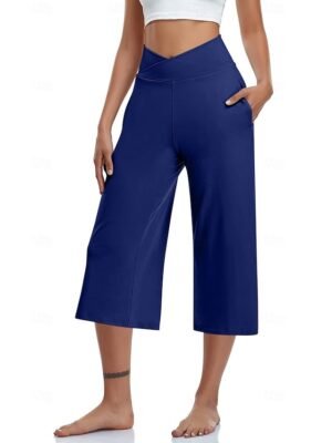 Casual Loose Plain Natural Calf-Length Capri Pants - Image 33