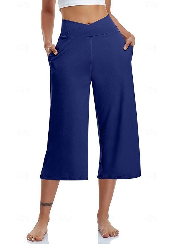 Casual Loose Plain Natural Calf-Length Capri Pants - Image 34