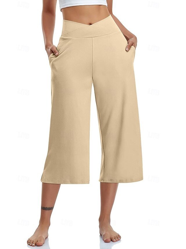 Casual Loose Plain Natural Calf-Length Capri Pants - Image 37