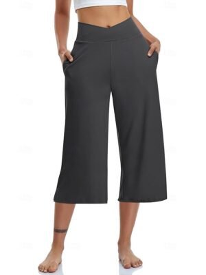 Casual Loose Plain Natural Calf-Length Capri Pants - Image 7