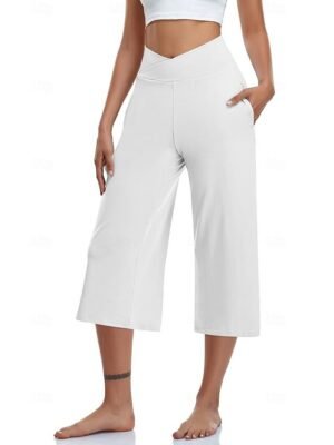 Casual Loose Plain Natural Calf-Length Capri Pants - Image 9