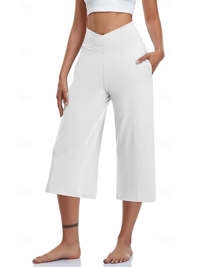 Casual Loose Plain Natural Calf-Length Capri Pants - Image 9