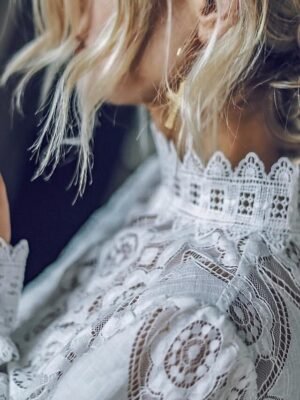 Casual Loose Plain Round Neck Long Sleeve See Through Blouse - Image 7