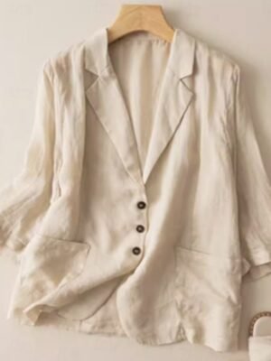 Casual Loose Plain Turndown 3/4 Sleeve Blazer - Image 1
