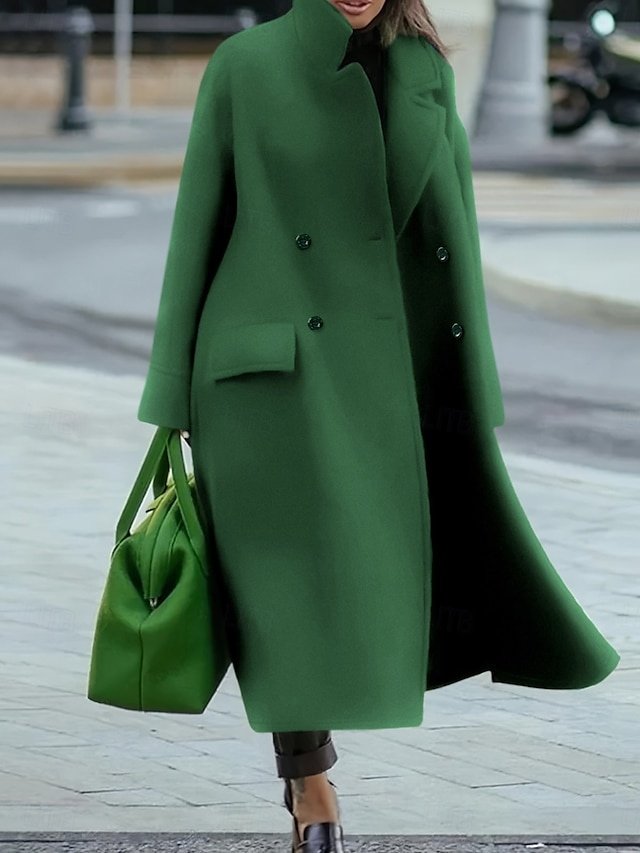 Casual Loose Plain Turndown Long Sleeve Winter Cloak - Image 1